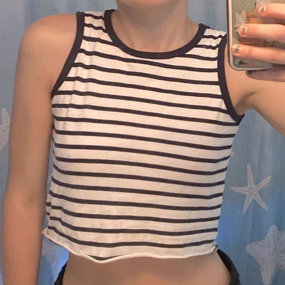 Striped crop tank top